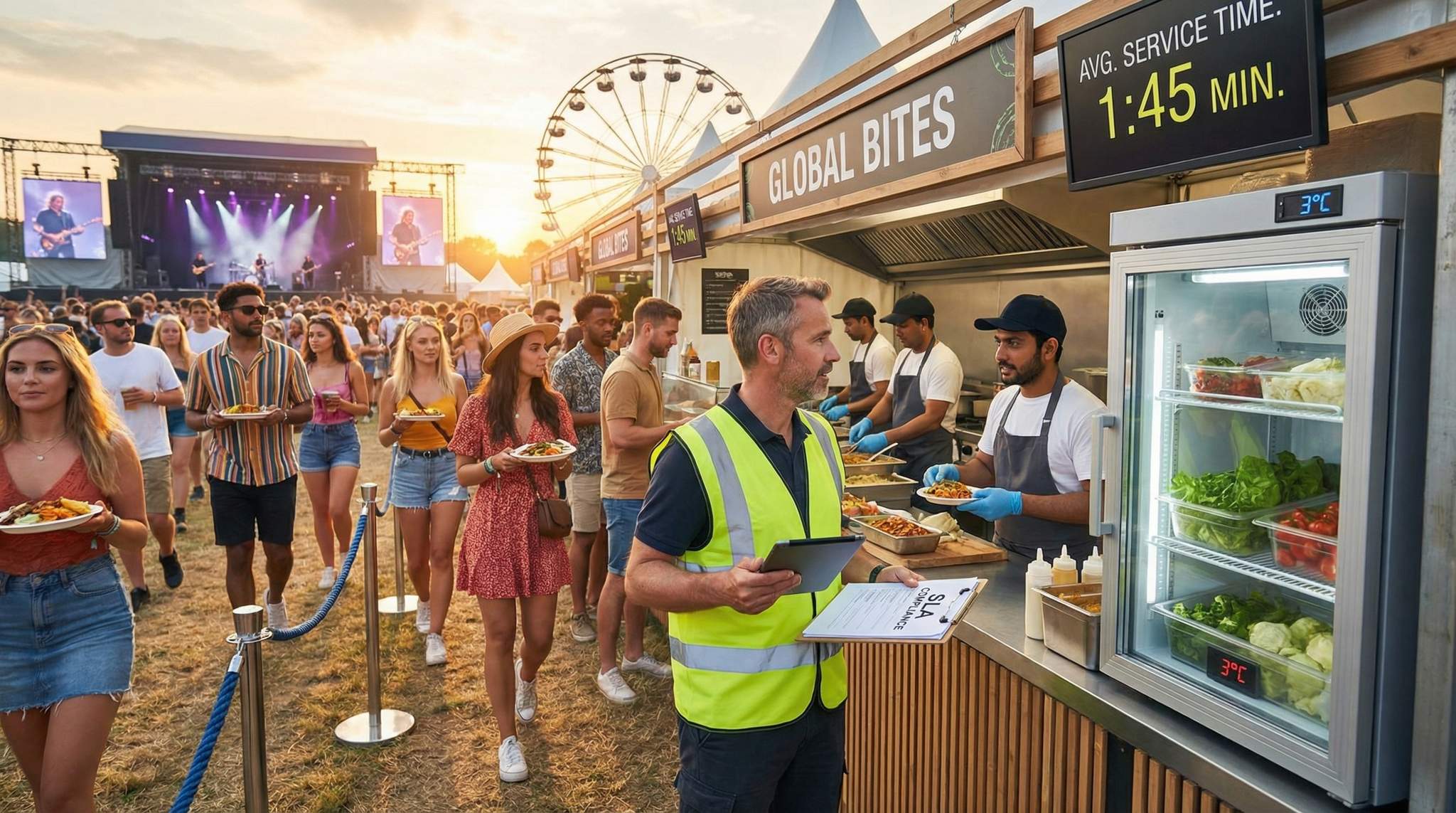Food Vendor SLAs for Throughput and Safety at Summer Festivals