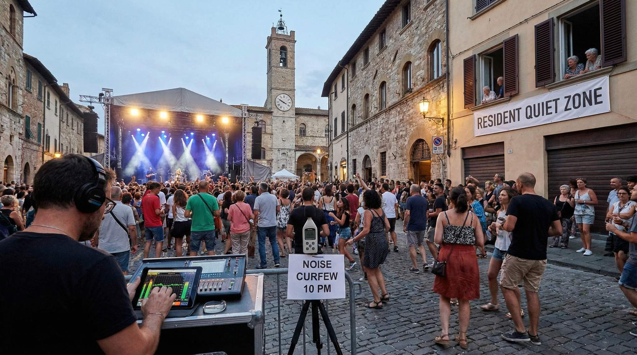 Historic Town Center Festivals: Cobblestones, Residents, and Noise Caps