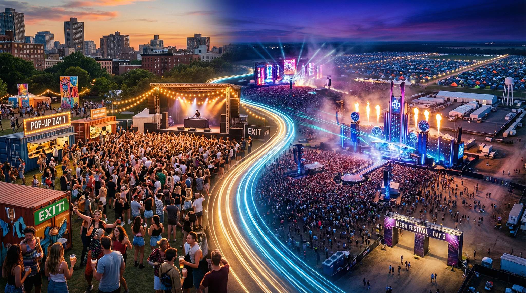 One-Day Pop-Up Festival vs. Multi-Day Mega Festival