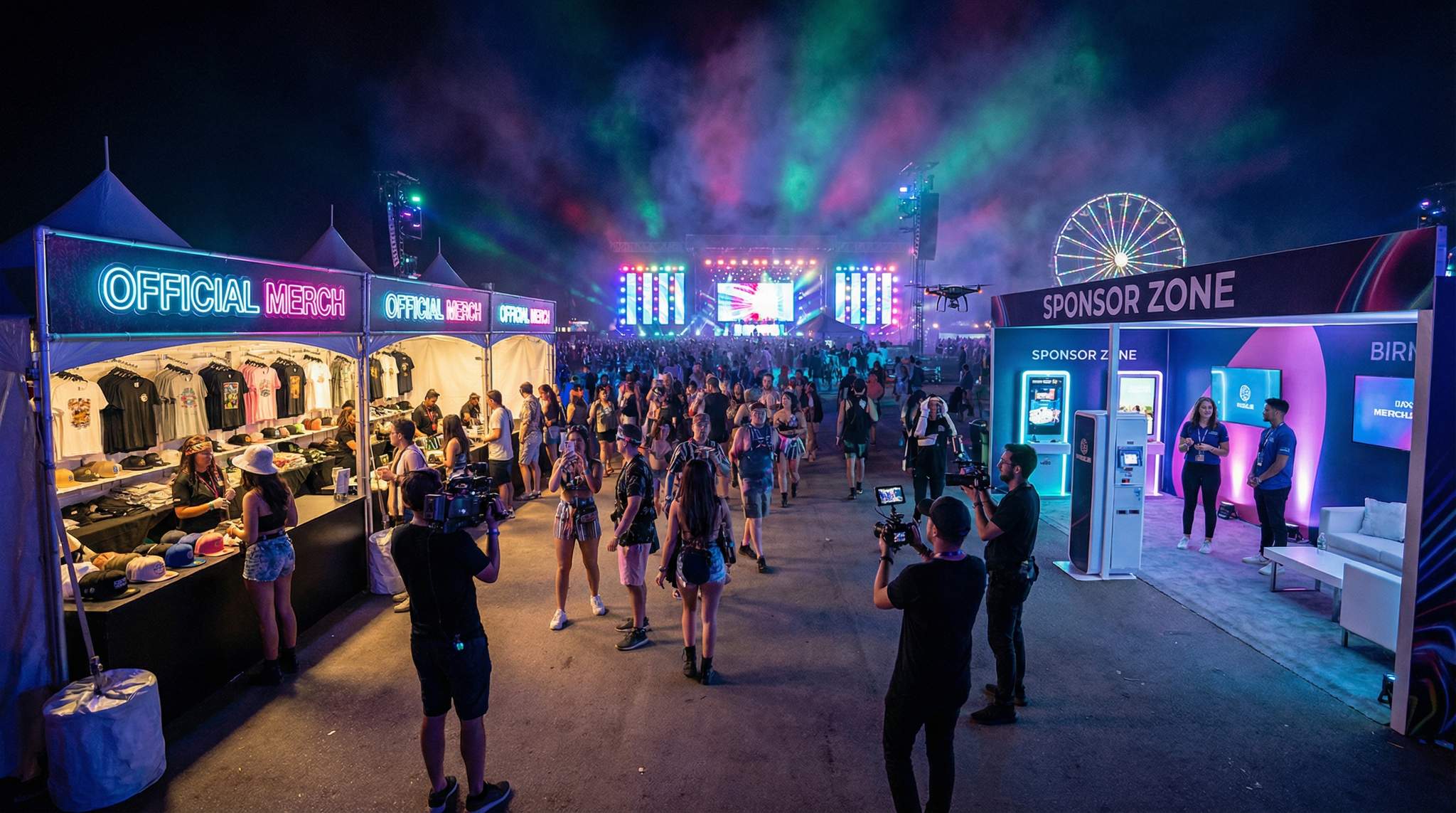 Visual illustration for Onsite Festival Marketing: Merchandising and Brand Activation.
