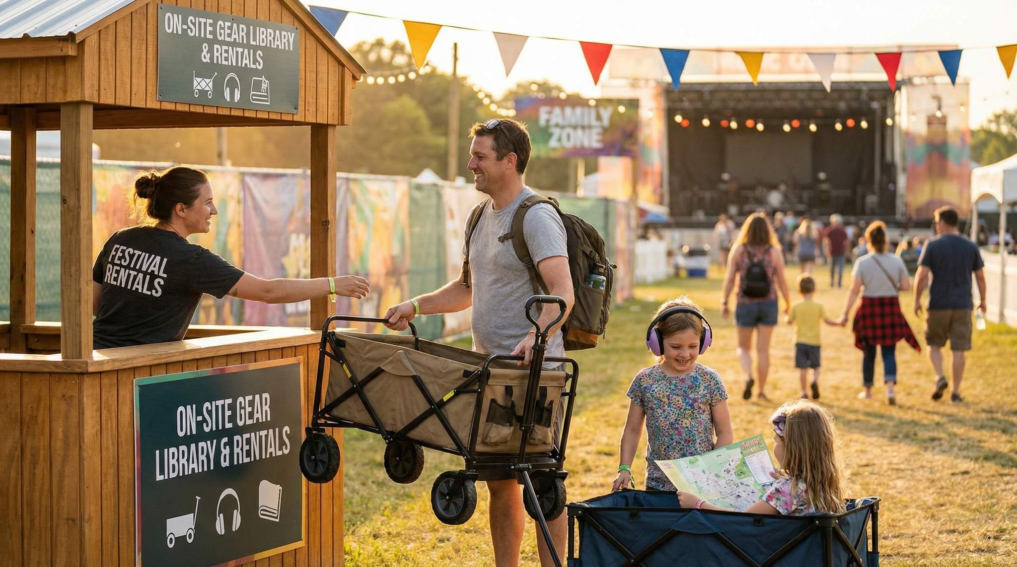 Packing Light at Festivals: On-Site Rentals and Lending Libraries