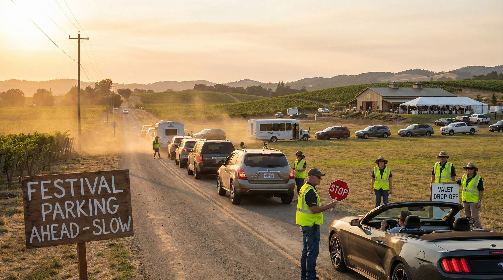 Parking, Valet & Rural Road Controls for Wine Festivals