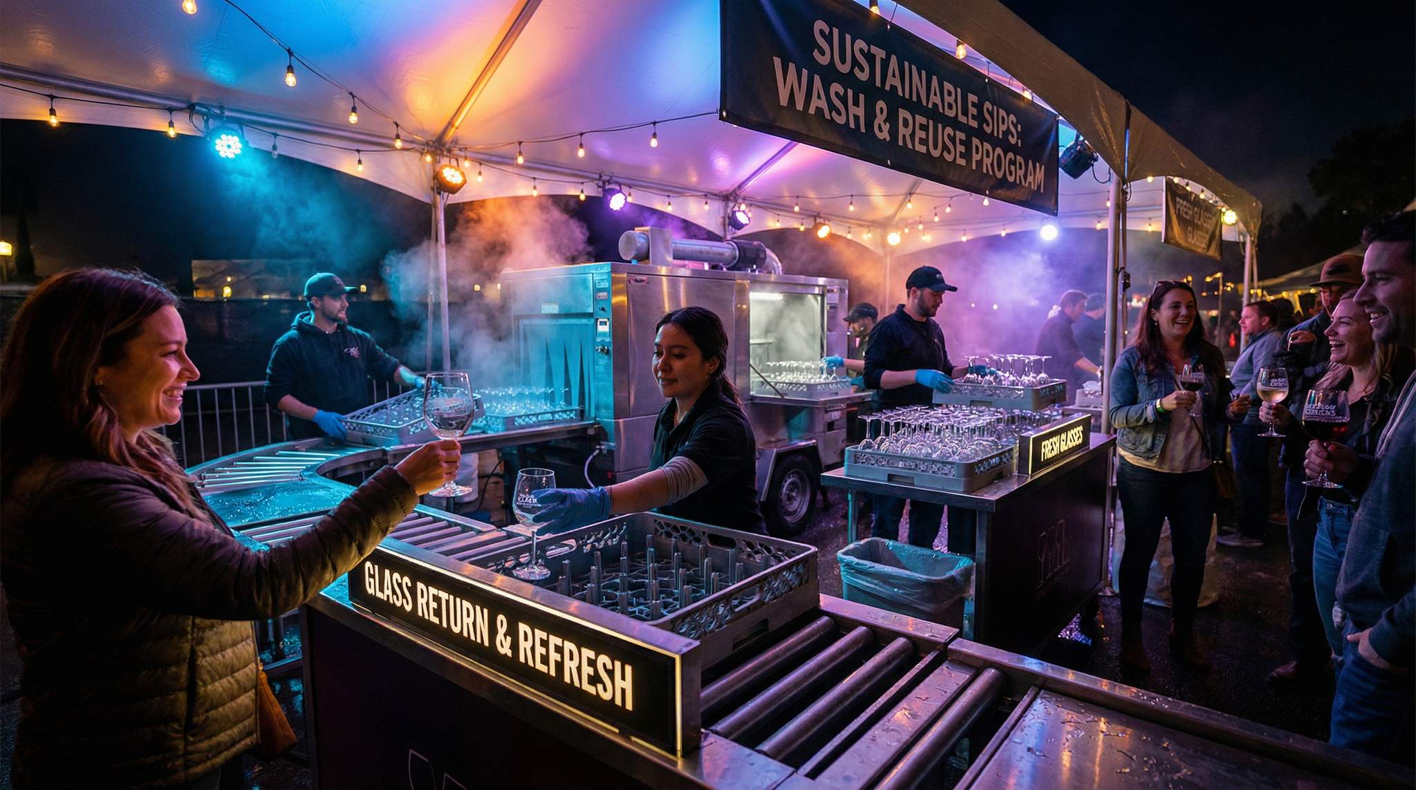 Reusable Glass Programs & On-Site Washing at Wine Festivals: Designing Rent-Return Loops to Reduce Waste