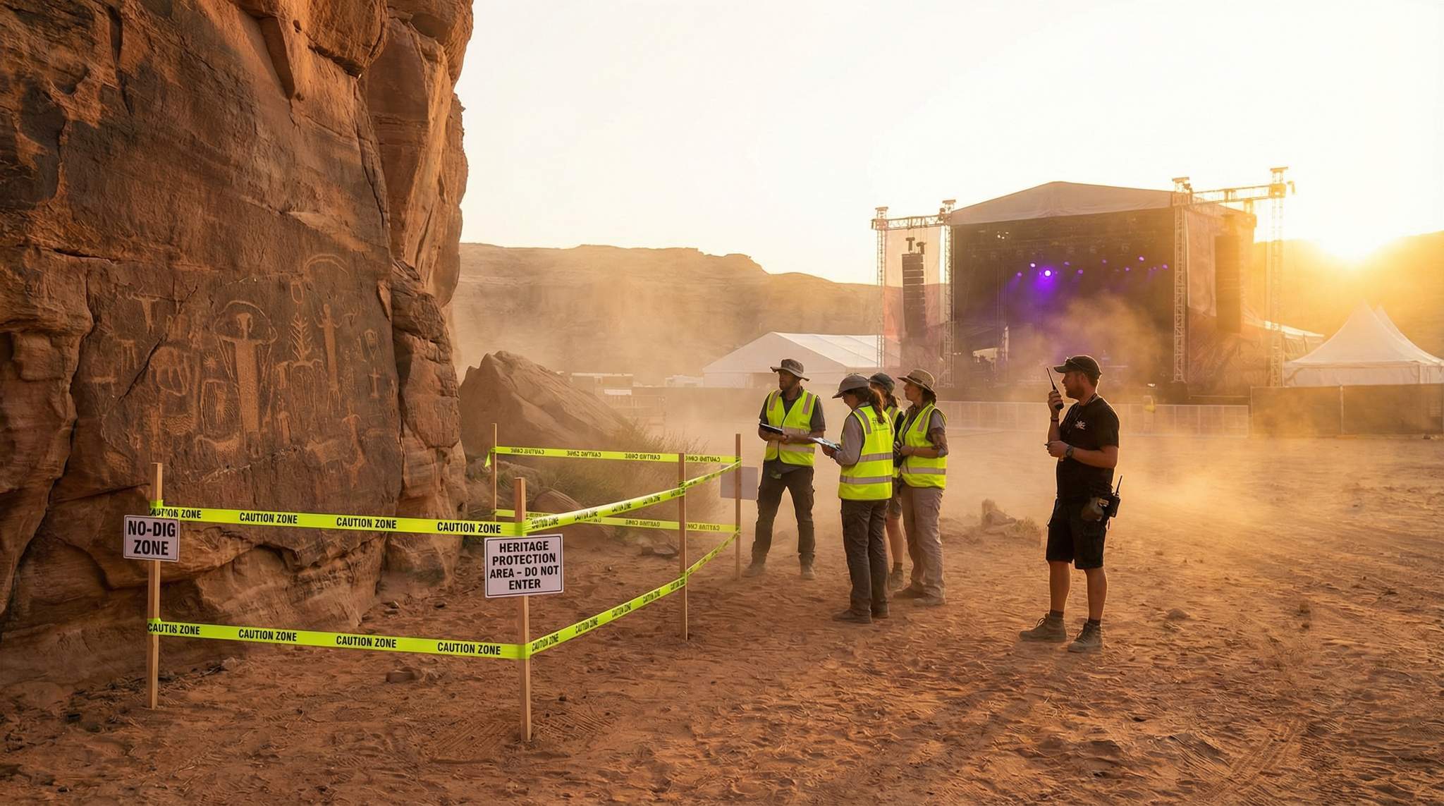 Learn how top festival producers safeguard archaeological and sacred sites at remote festivals.
