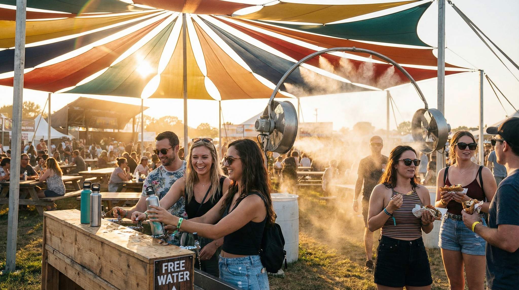 Shade, Hydration & Heat Relief for Festival Guests