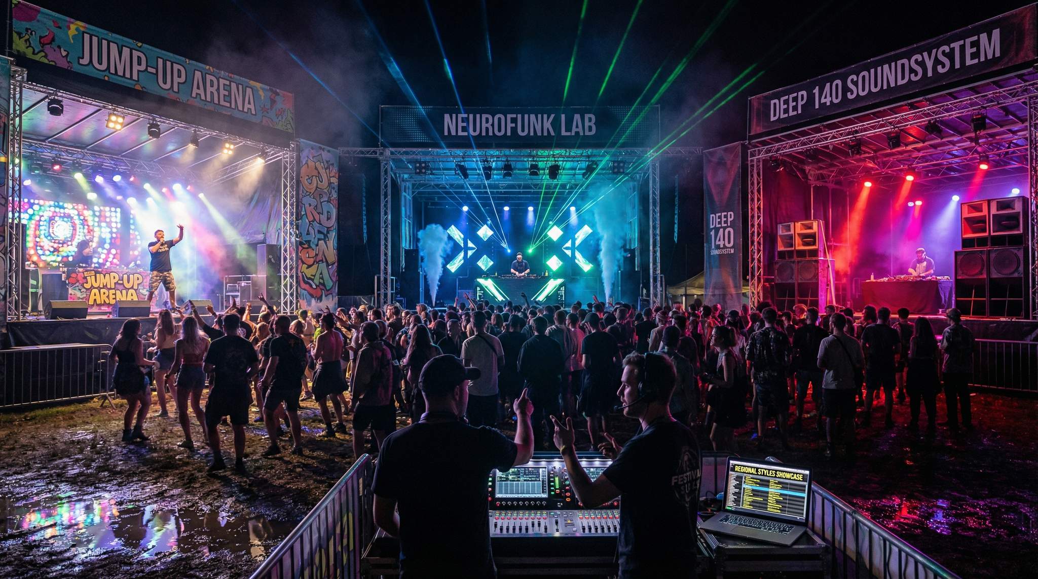 Showcase: Regional Styles at Bass Music Festivals &ndash; UK Jump-Up, German Neuro, US Deep 140
