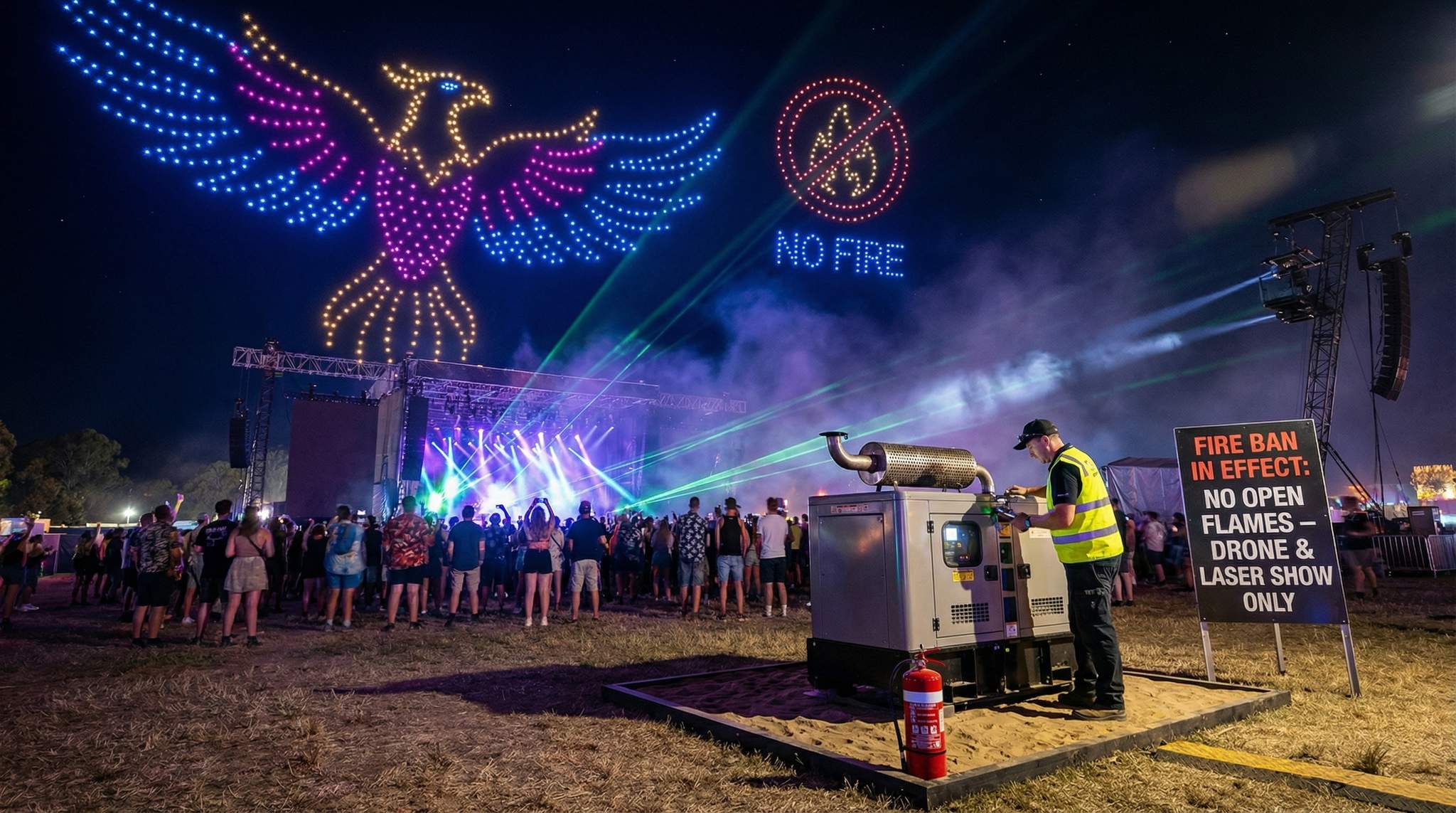 Summer Festival Fire Bans: Pyro Alternatives and Generator Rules