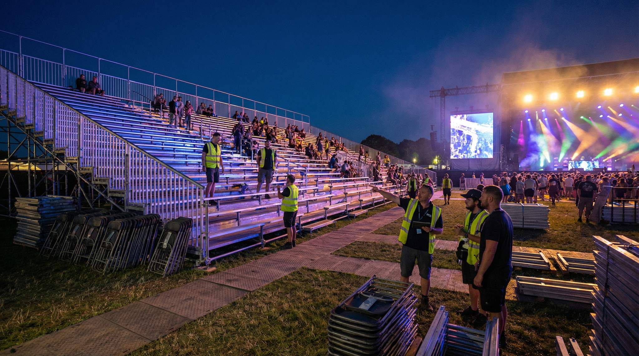 Temporary Seating and Bleachers for Festivals: Planning for Sightlines, Safety, and Comfort