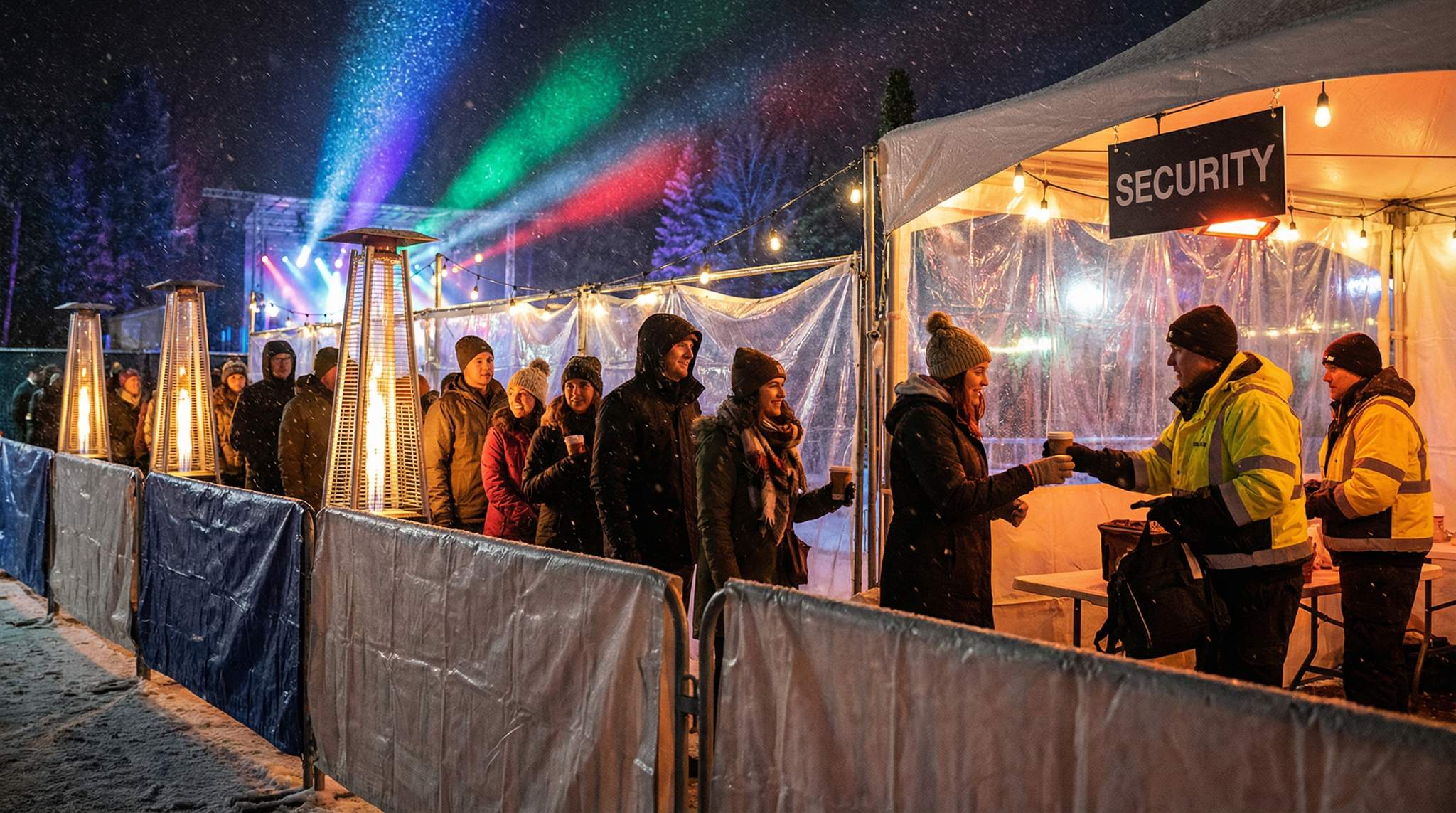 Warmth on Arrival: Gate, Security, and Bag-Check Comfort at Winter Festivals