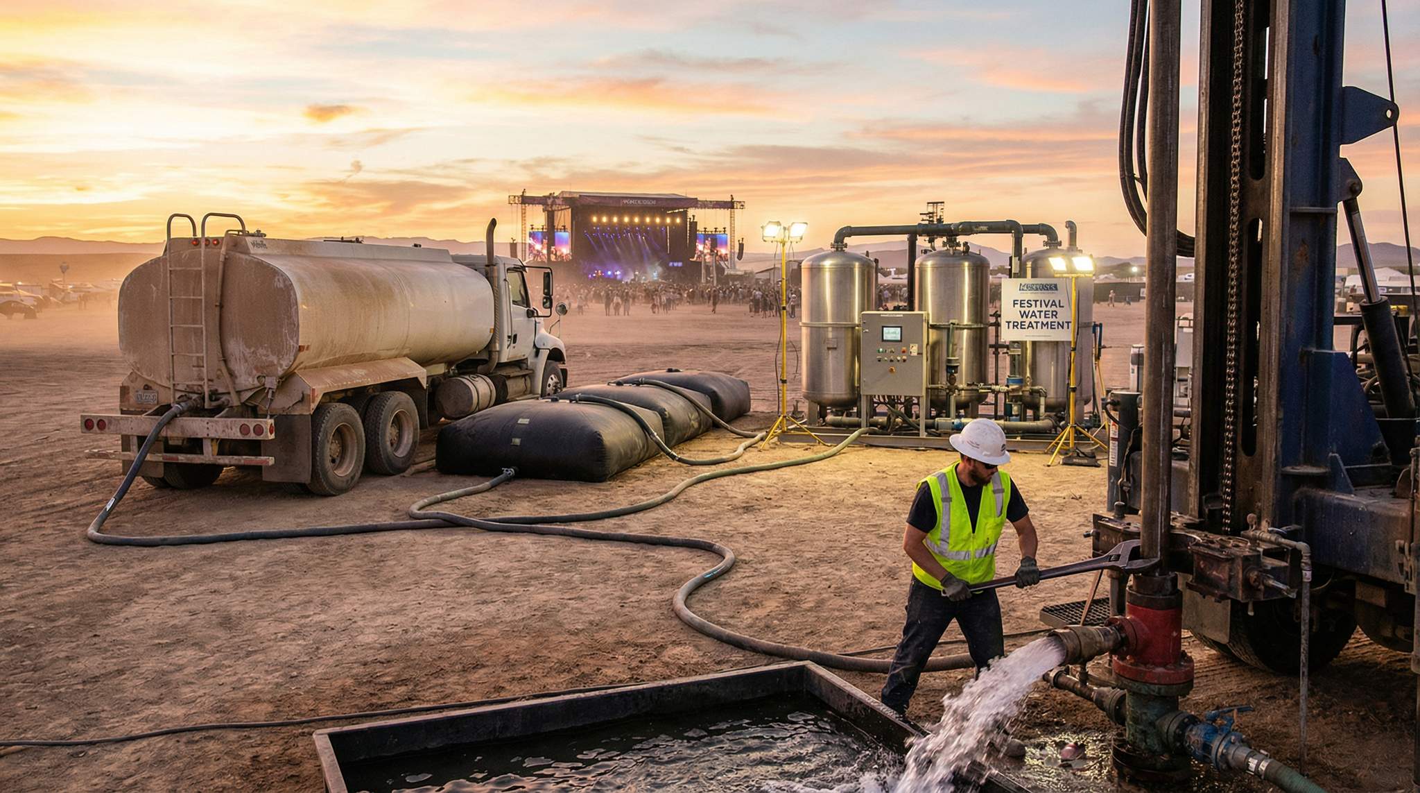Water Sourcing for Remote Festivals: Boreholes, Trucking & Filtration Plants