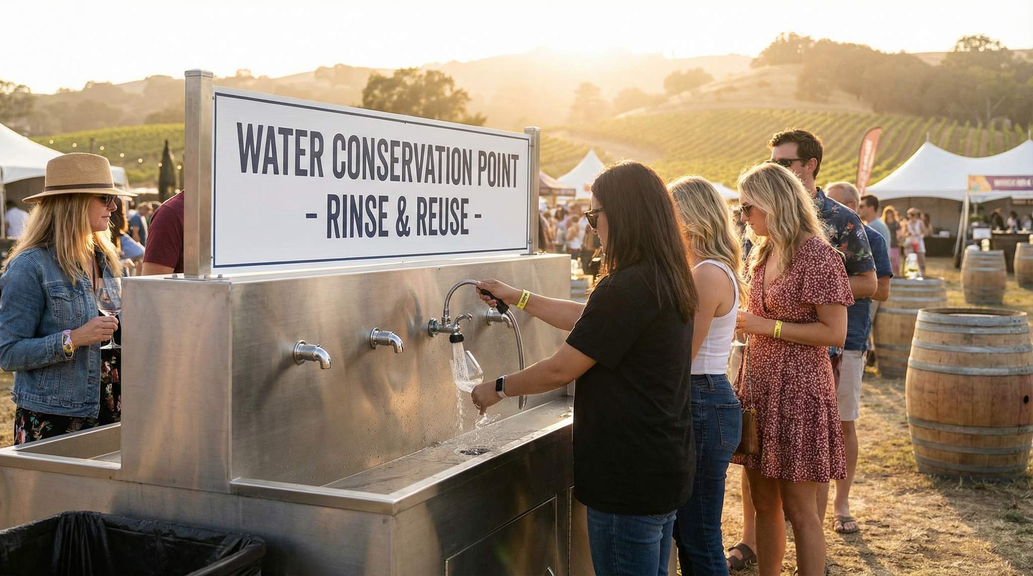 Water Stewardship for Rinsing & Cleaning at Wine Festivals