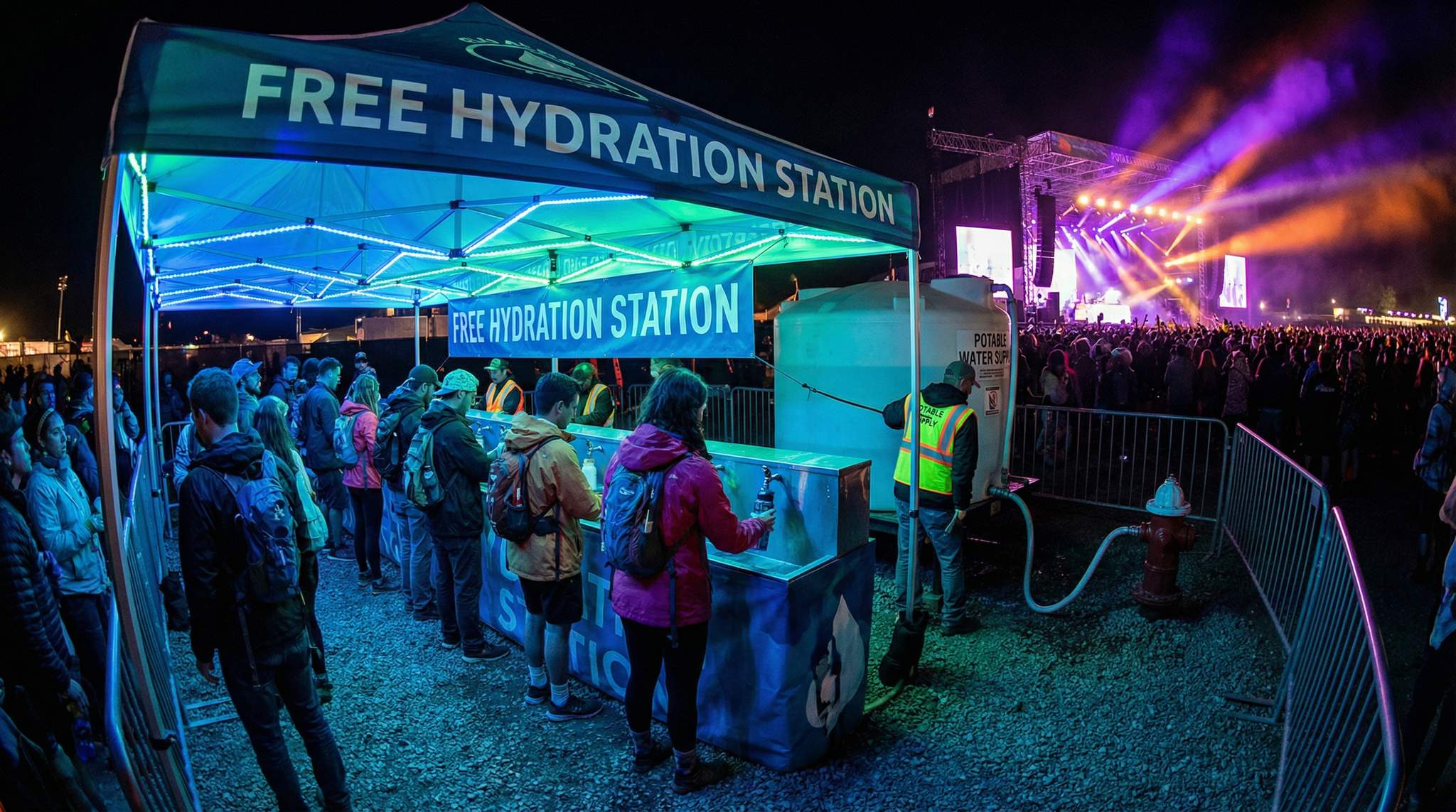 Water Supply and Hydration Stations at Festivals: Ensuring Adequate Water for Attendees and Operations