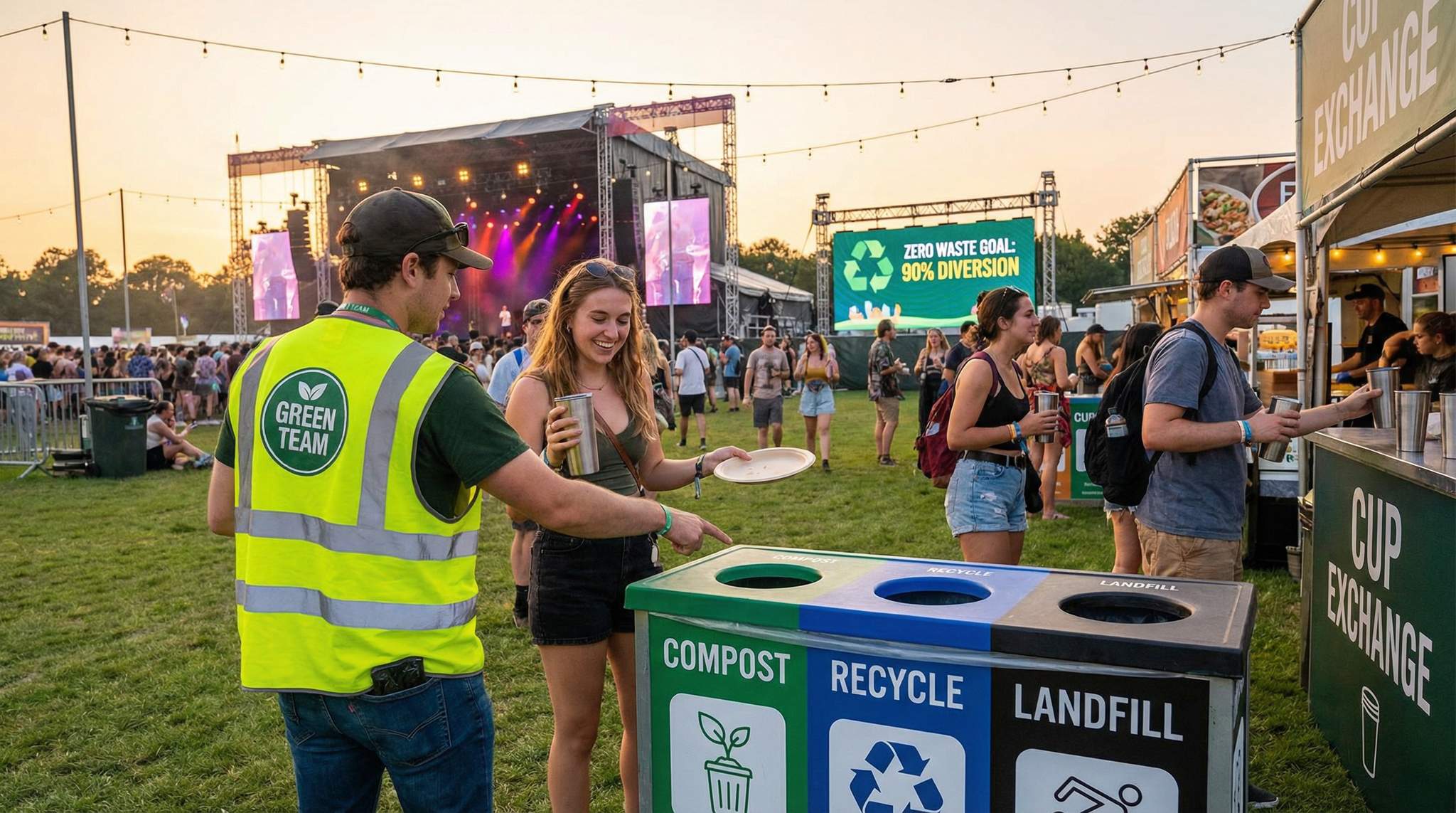Zero-Waste at Festival Scale: Reusables, Smart Waste Stations, and Engaged Attendees