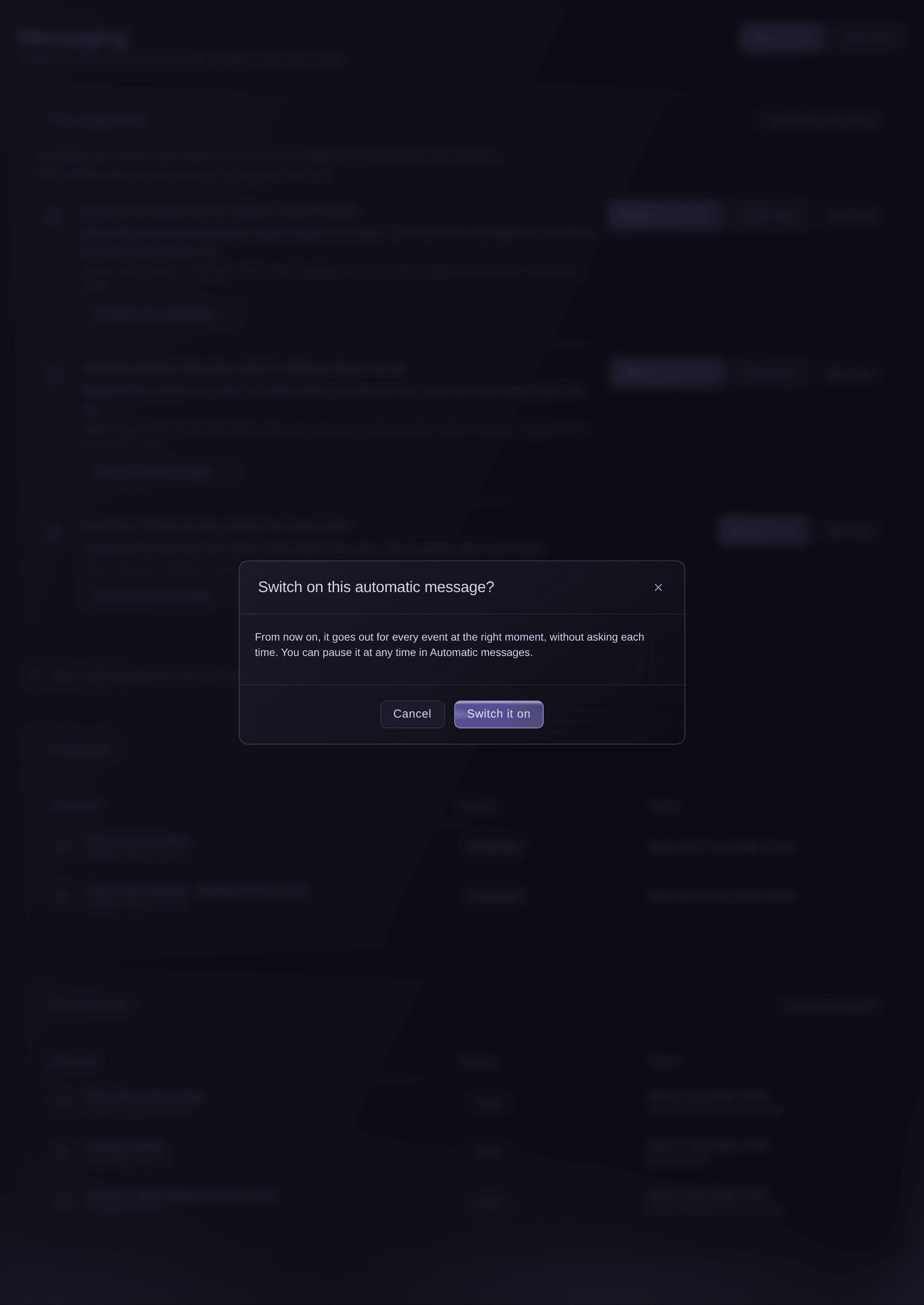 Ticket Fairy-bekræftelsen Vil du slå denne automatiske besked til? for en foreslået takkebesked
