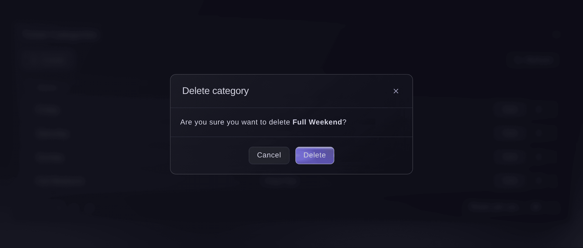 Ticket Fairy Delete Ticket Category confirmation naming the selected category
