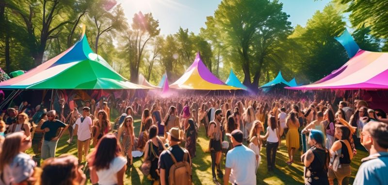 Merchandisebod med upcyclede produkter fra en musikfestival