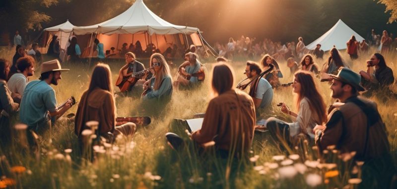 Band optræder på scenen med et miljøbudskab vist bag dem