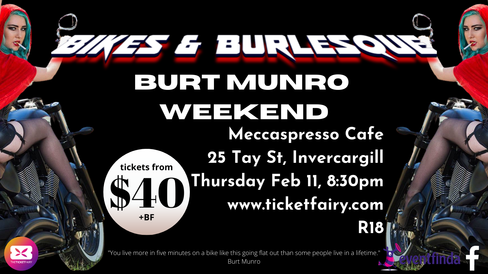 Bikes & Burlesque Tickets Invercargill Meccaspresso The Ticket Fairy