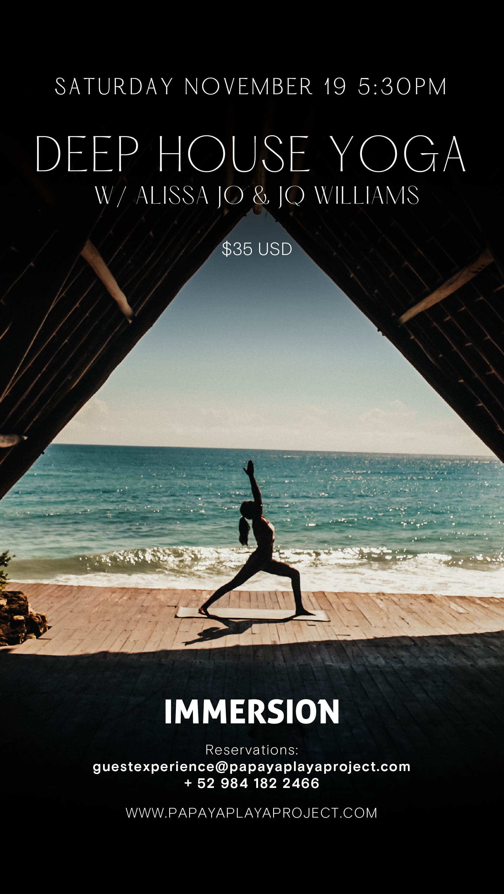 DEEP HOUSE YOGA W/ ALISSA JO & JQ WILLIAMS Tickets Tulum Papaya