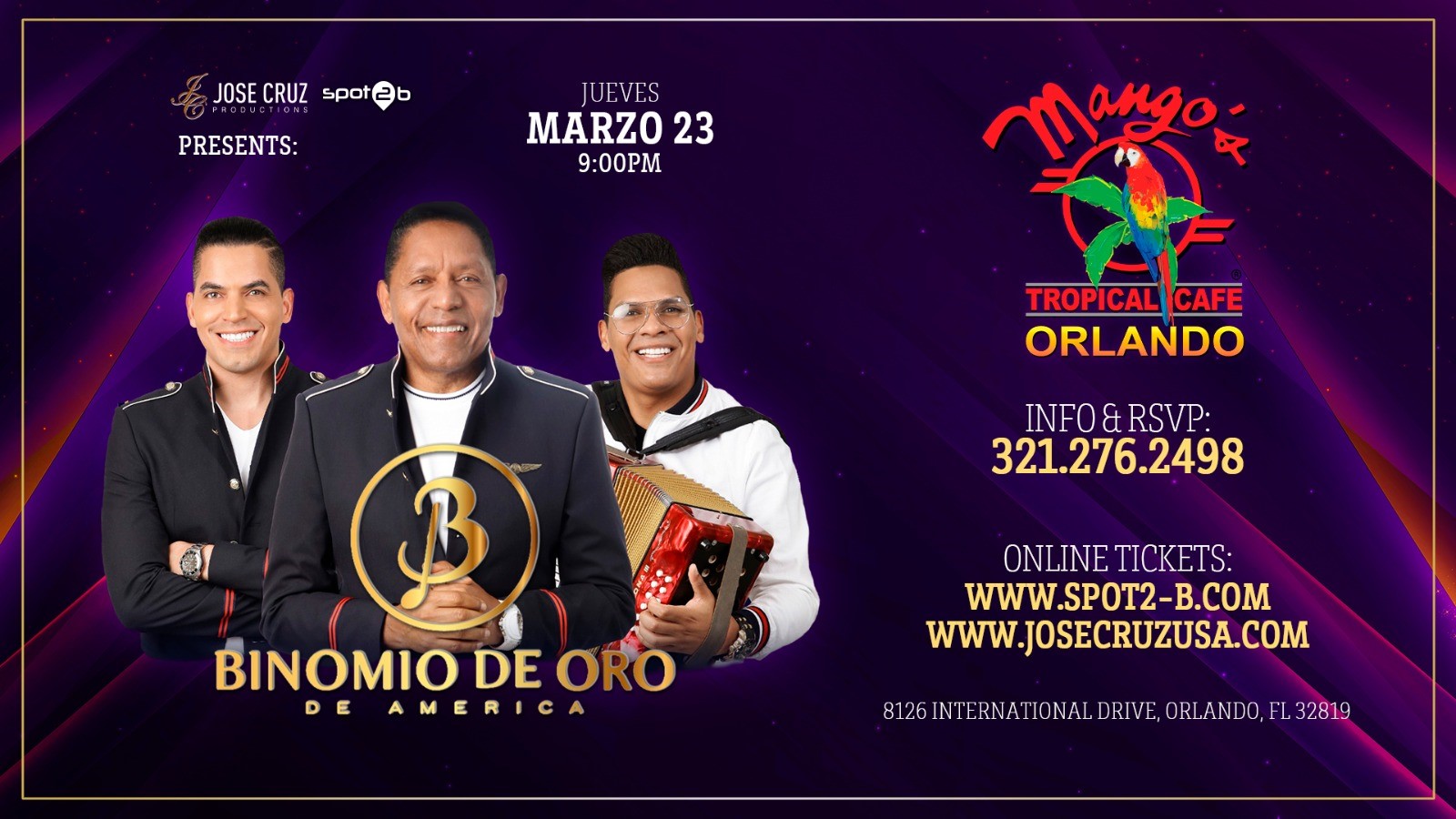 Binomio de Oro en Mangos Orlando Tickets Orlando Mango's Tropical