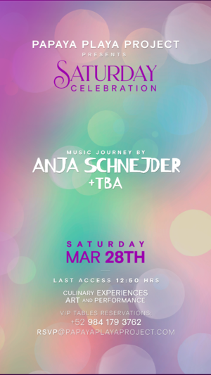PPP Presents &bull;SATURDAY CELEBRATION &bull;Music by @ANJA SCHNEJDER