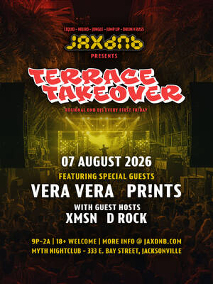 JaxDnB Terrace Takeover at Myth Nightclub - Friday 07 August 2026