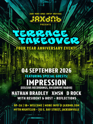 JaxDnB Terrace Takeover at Myth Nightclub - Friday 04 Sept 2026