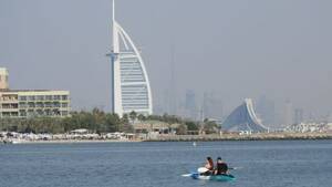 Three -Seat Kayak Rental on The Palm Jumeirah  (2 adults + 1 child) - One Hour