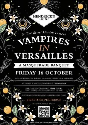 Vampires in Versailles masquerade banquet flyer