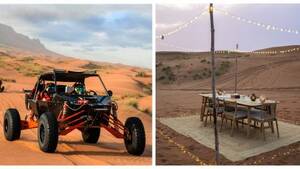 From Dubai & Sharjah: Zerzura Mleiha Self-Drive Dune Buggy - 2 Seater with Private Dinner flyer