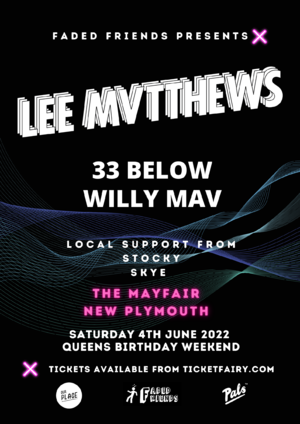 Lee Mvtthews, 33 Below, Willy Mav | New Plymouth