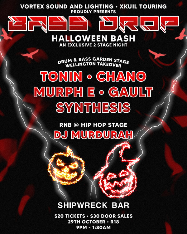 BASS DROP Halloween Bash Tickets Gisborne Shipwreck Bar The Ticket Fairy