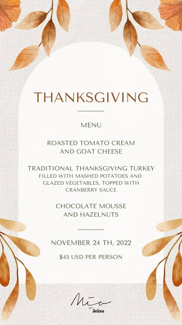 THANKSGIVING DINNER Tickets Tulum Mía Restaurant & Beach Club The