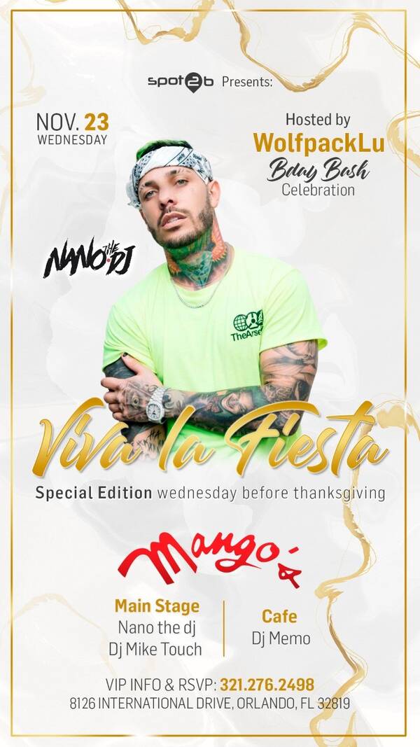 Thanksgiving eve fiesta at Mangos Orlando Tickets Orlando Mango's