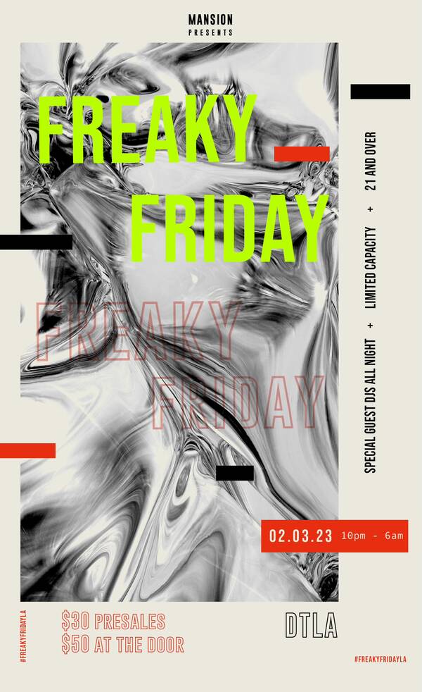 FREAKY FRIDAY FEBRUARY 3, 2023 Tickets Los Angeles The Flat Factory