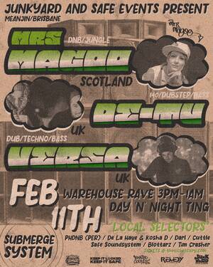 Junkyard Sessions x SAFE: Mrs Magoo (Scotland), De-Tu & Versa (UK