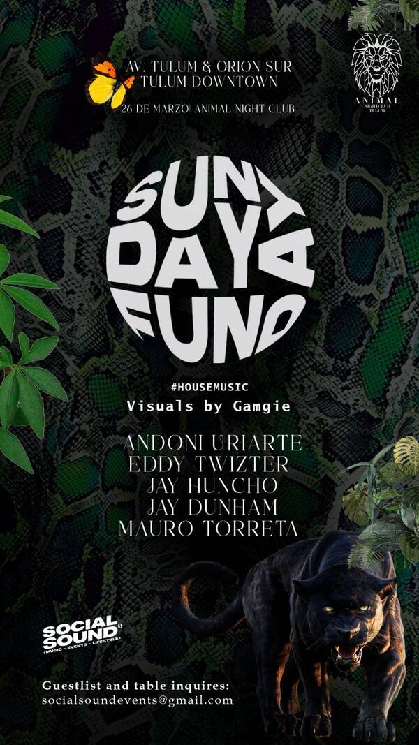 "SUNDAY FUNDAY" Tickets Tulum Avenida Tulum & Calle Orión Sur The
