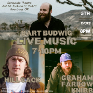 LIVE MUSIC: Bart Budwig, Hillsack, Graham Farrow Knibb photo