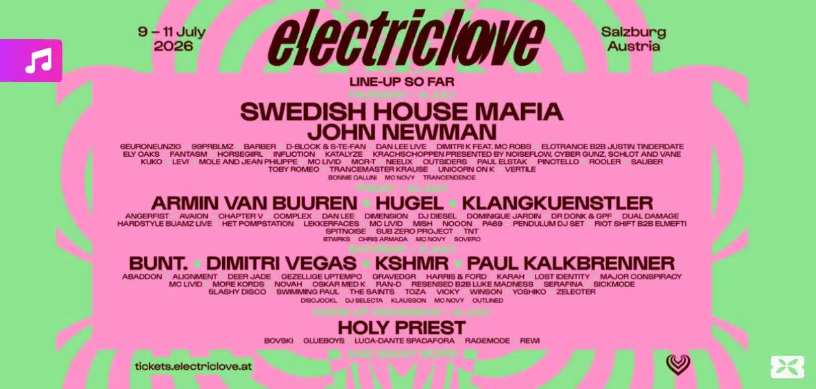 Electric Love Festival Unveils Huge 2026 Roster